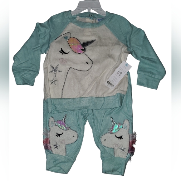 Robeez Other - Robeez Luxe Graphic Unicorn Lounge 2 Piece Set Mint and White NWT Size: 6-9m
